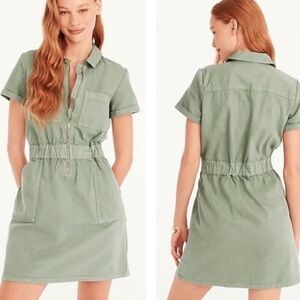 J. Crew Sage Green Utility Shirt Dress